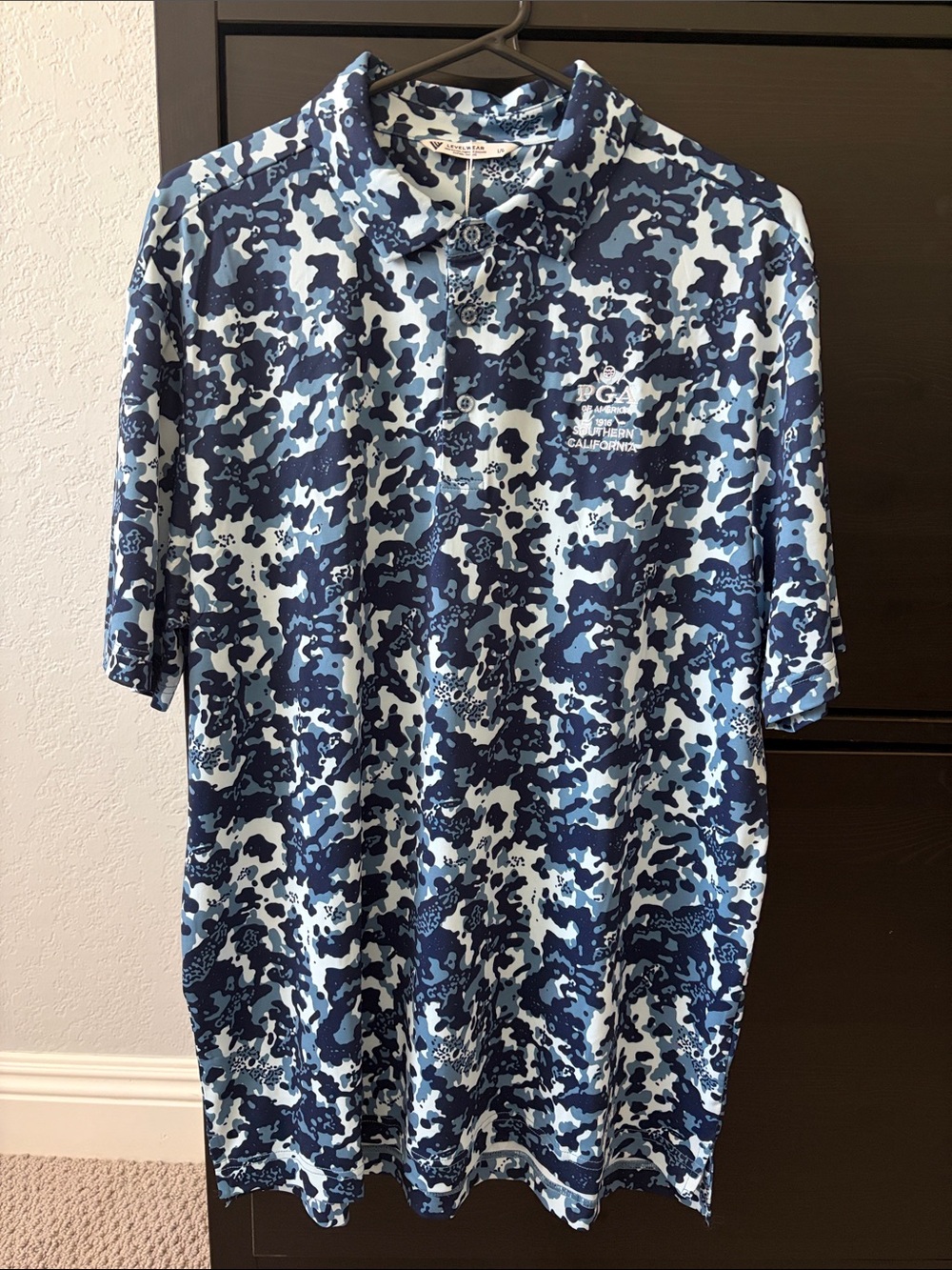 Levelwear Men’s Blue Camo Performance Polo